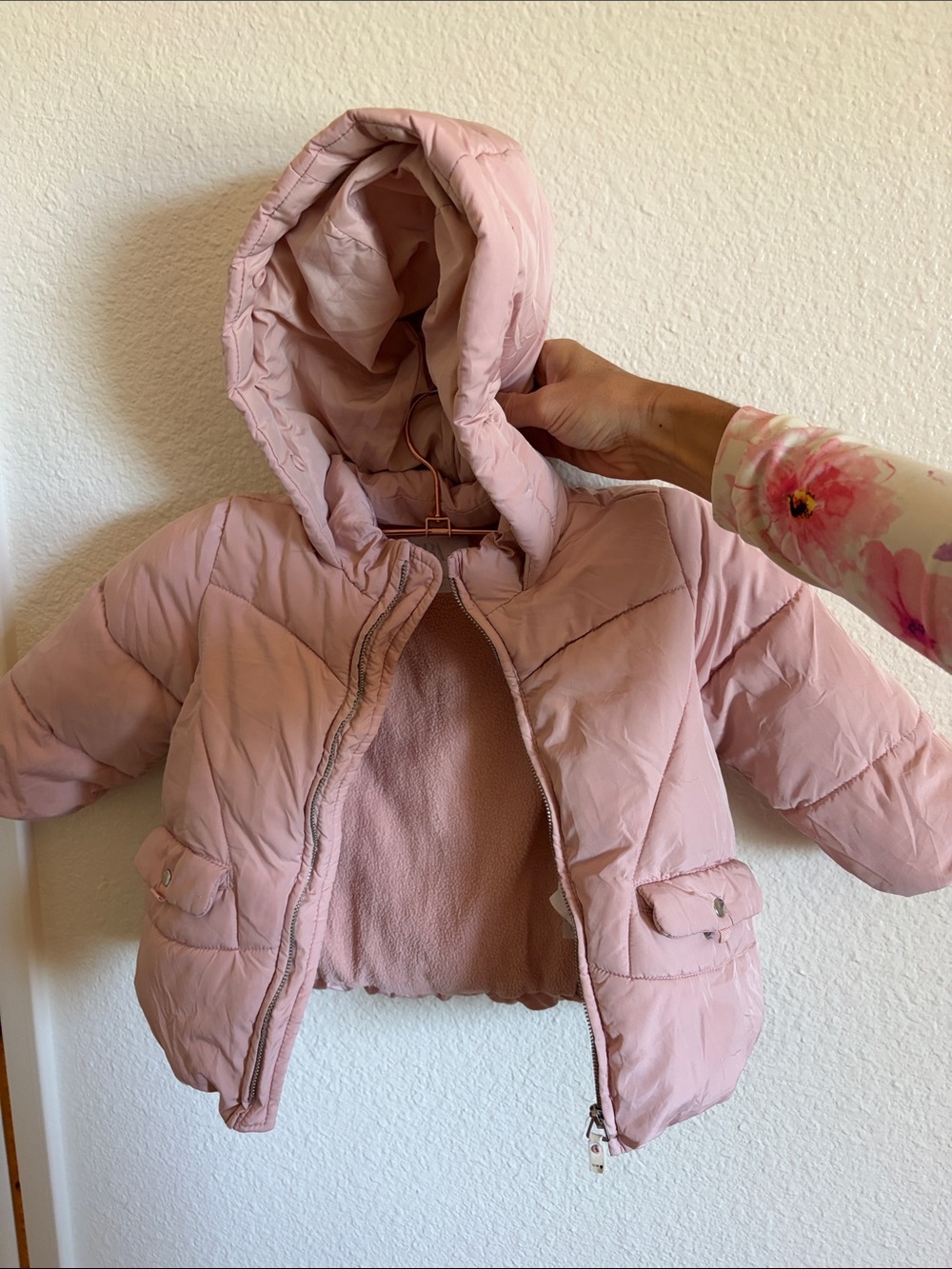 Zara 12-18 months Dusty Pink Puffer Jacket